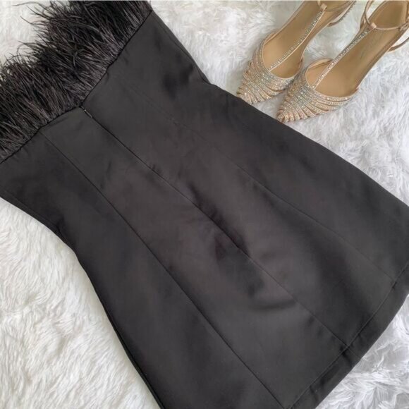 ASTR BLACK FEATHER MINI DRESS - Picture 5 of 13